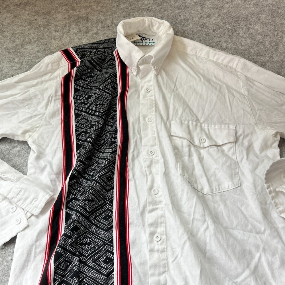 Vintage Roper Shirt Men Large White/Black Rodeo Long Sleeve Button Shirt